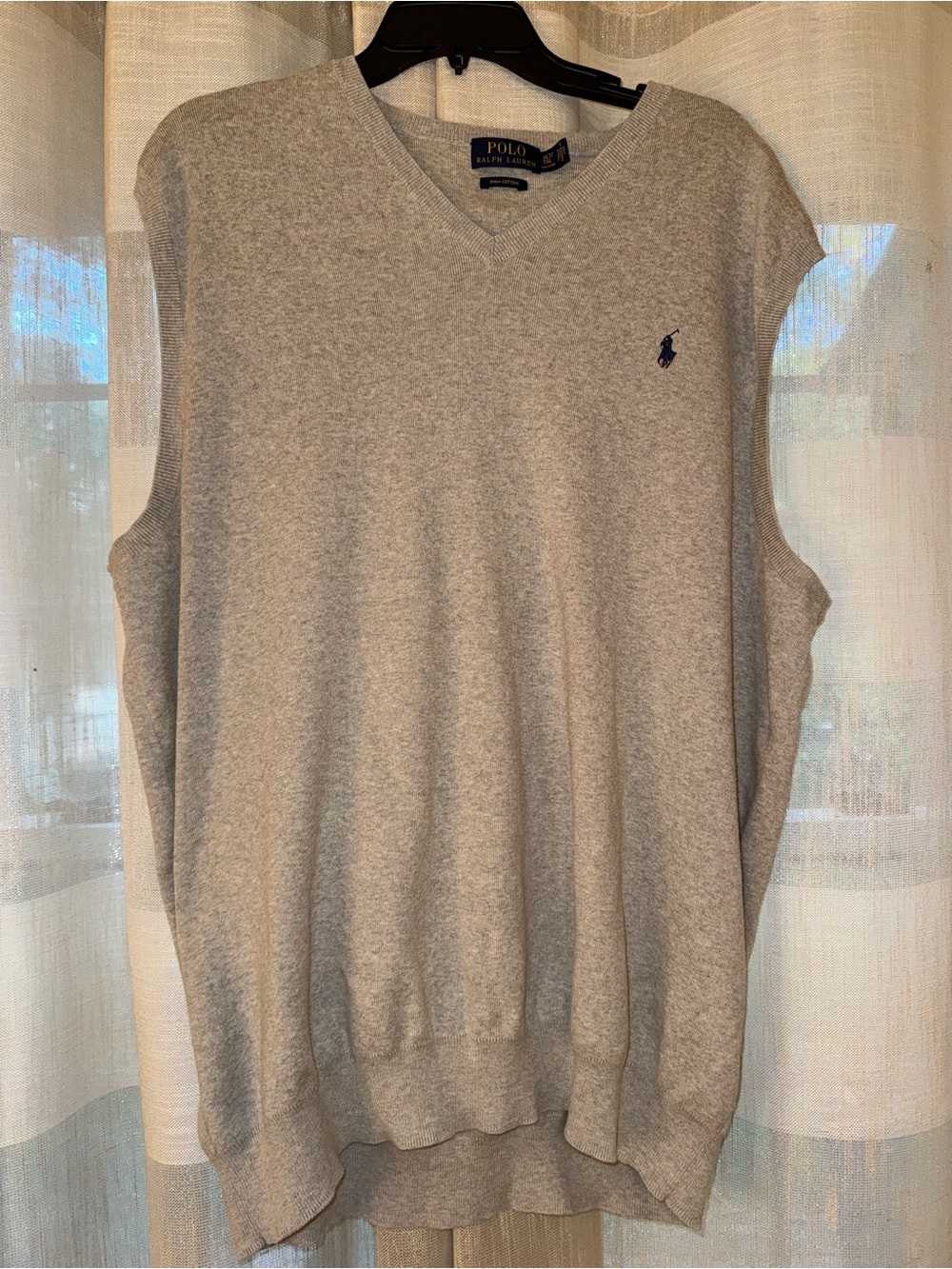 Polo Ralph Lauren Pima Cotton V-Neck Sweater Vest Gray XL